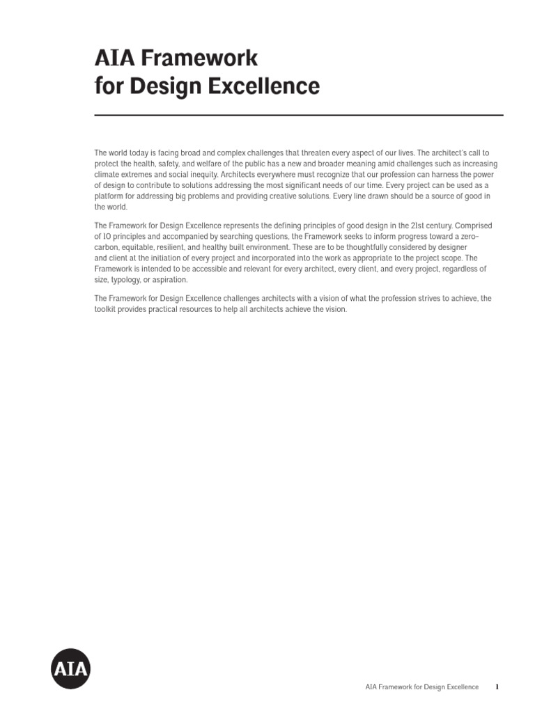 AIA Design Framework for Excellence | PDF | Architect | Ecological ...