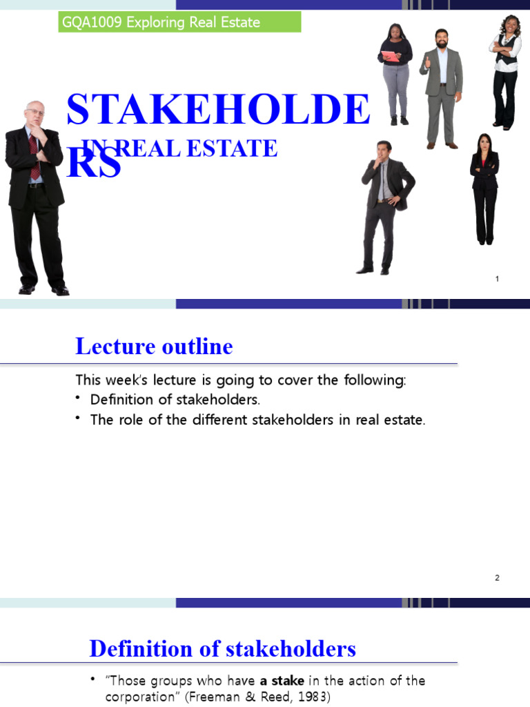 Week 2 Stakeholders in Real Estate PDF PublicPrivate Partnership