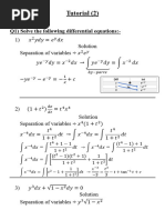 Diff Eqn Tut (2) Solution