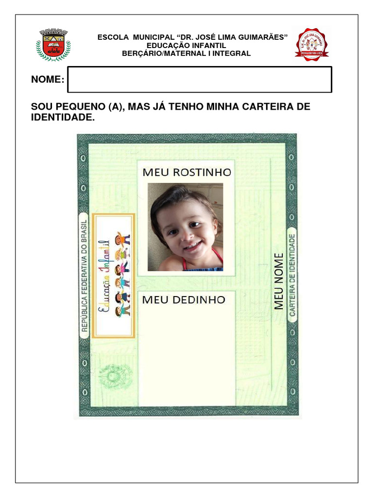 Carteira de Identidade Infantil para Imprimir | PDF