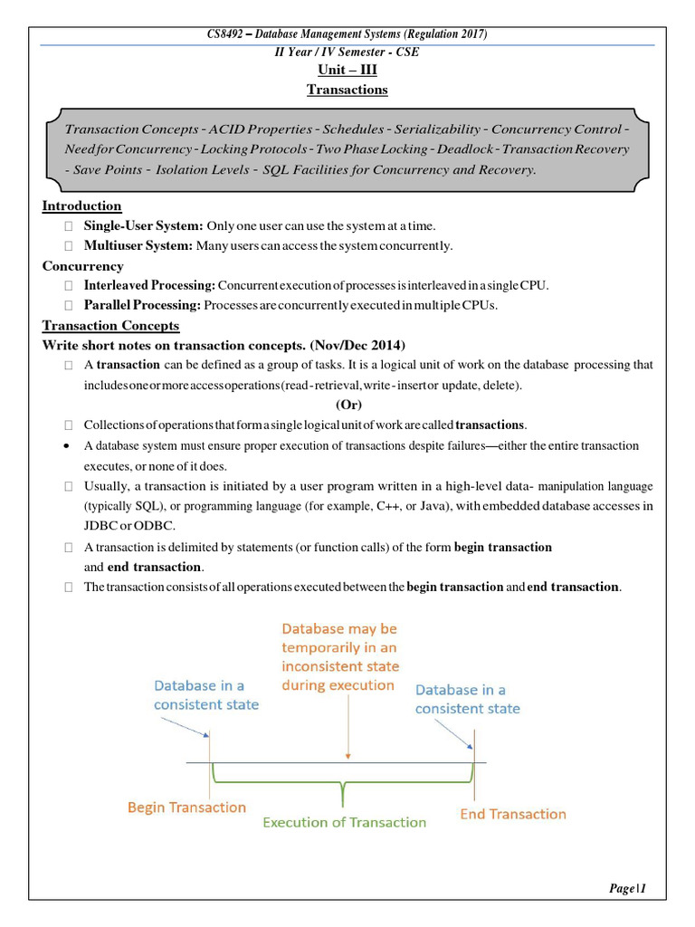 Transaction Management in Databases | PDF | Database Transaction ...