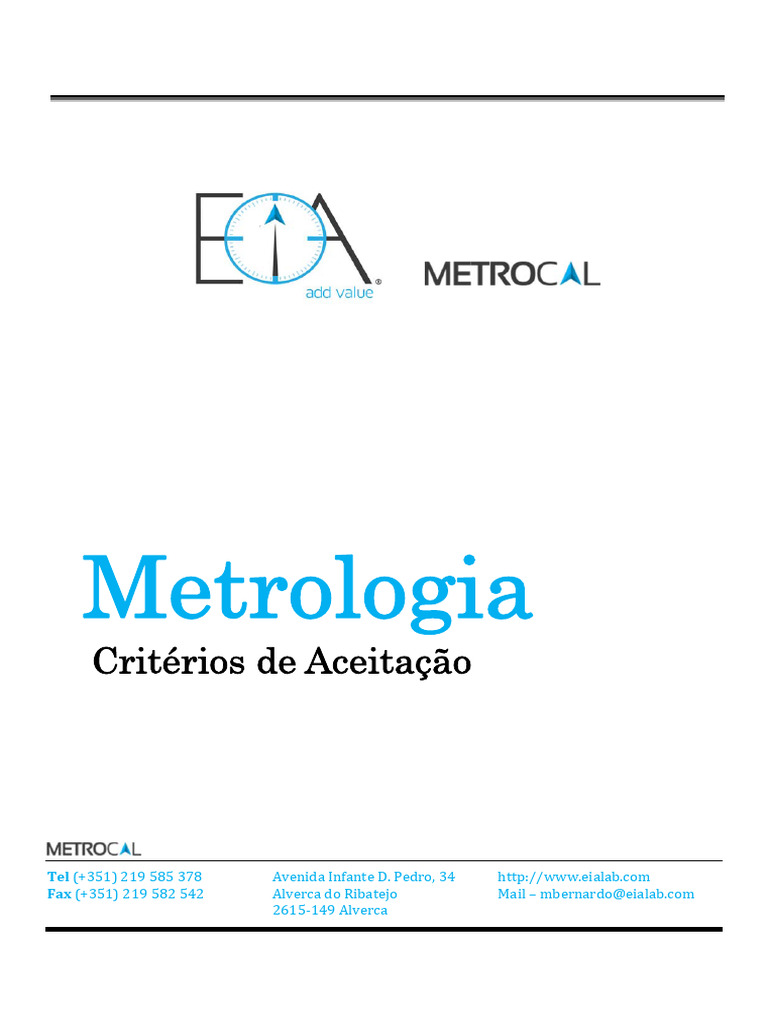 Manual Critérios de Aceitação | PDF | Metrologia | Medição