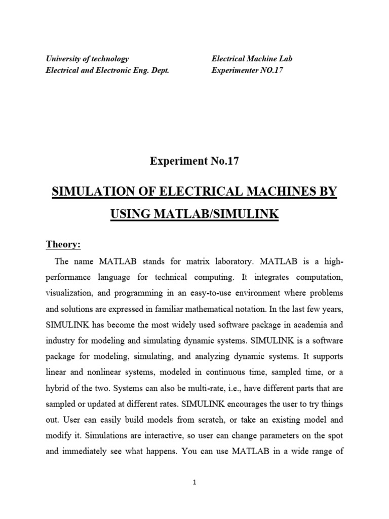 17 matlab simulation of electrical machines pdf matlab simulation