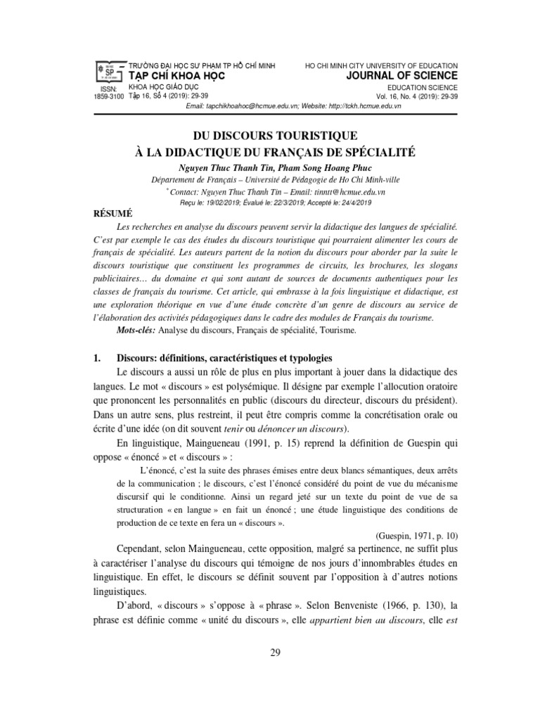 Discours touristique et didactique du français | PDF | Discours ...