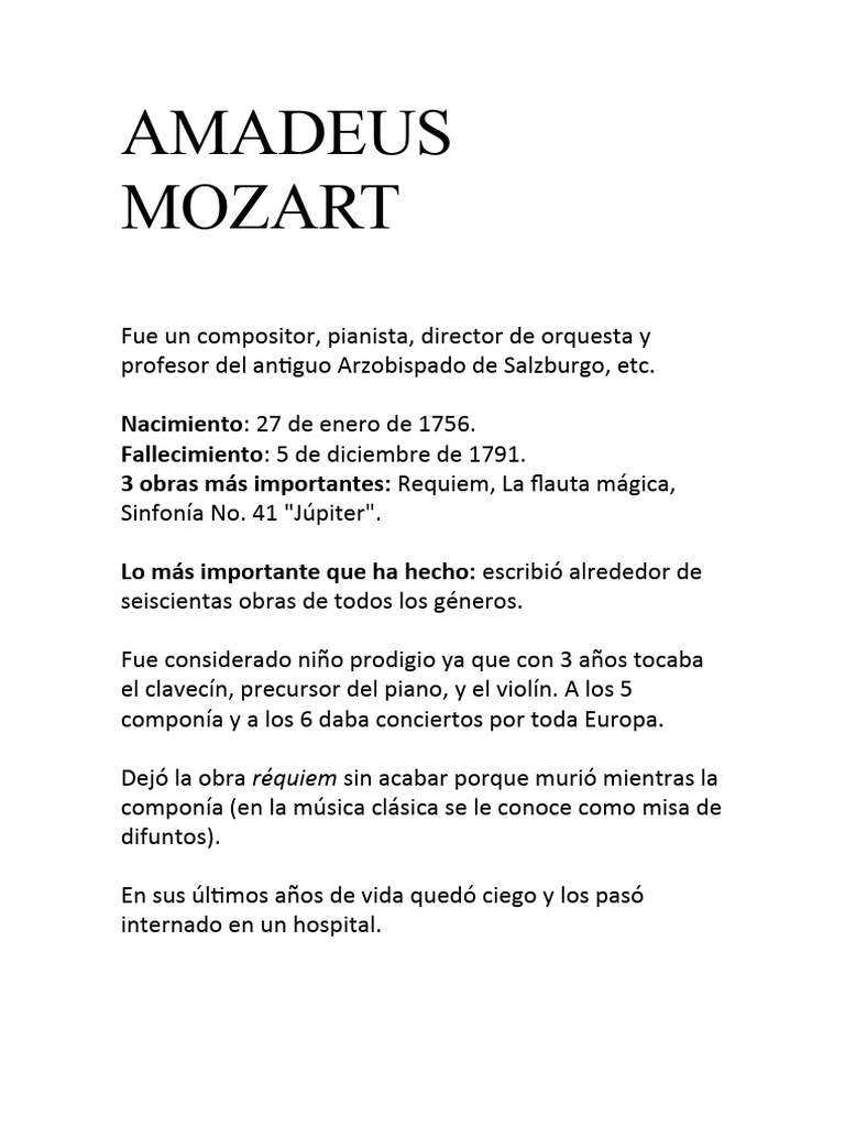 Mozart Amadeus Pdf _ Wolfgang Amadeus Mozart Free Sheet Music & MP3 ...