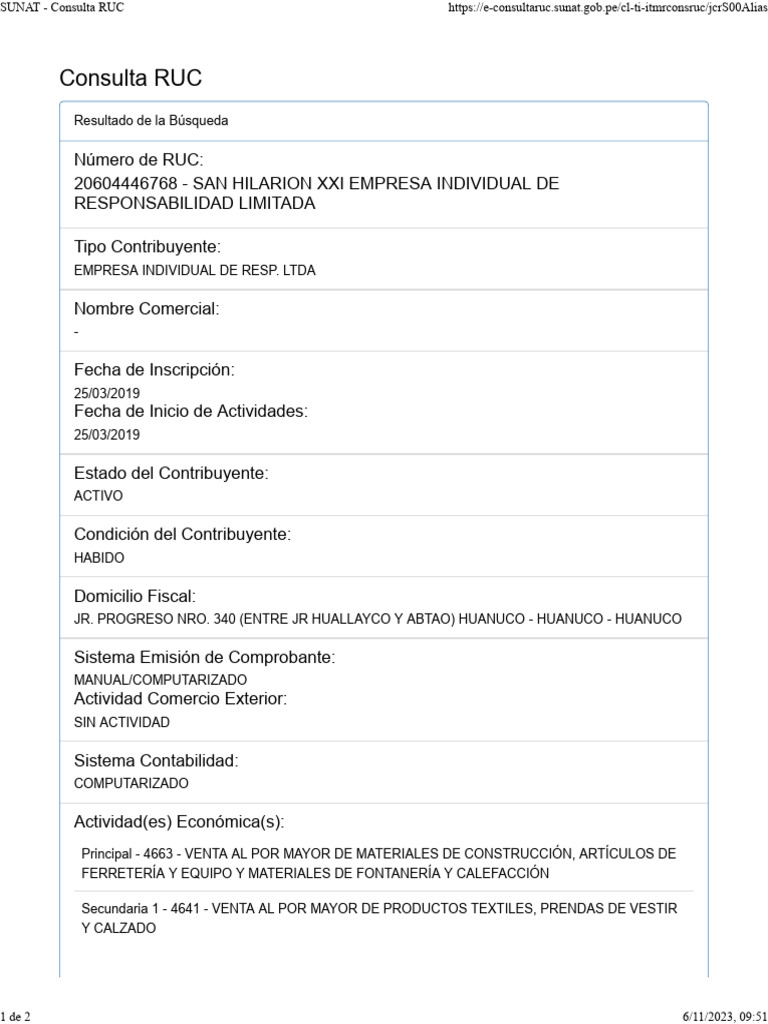 Sunat consulta ruc pdf comercio industrias de servicio