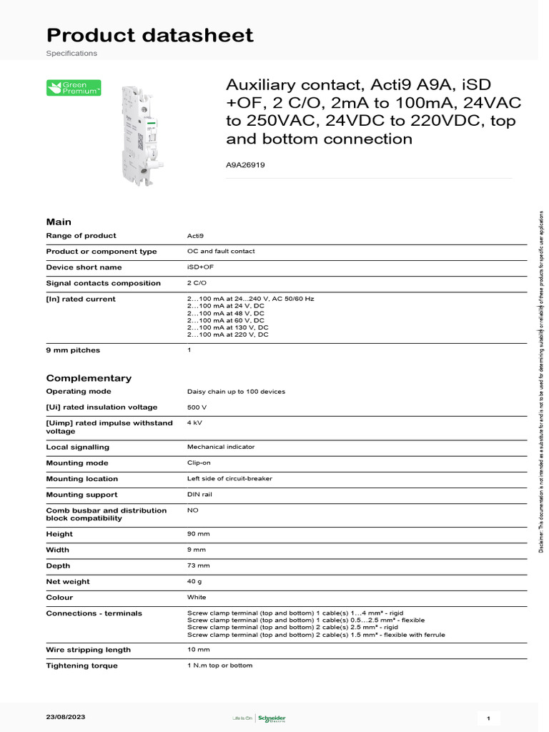 Acti9 IDPN Vigi - A9A26919 | PDF | Components | Equipment