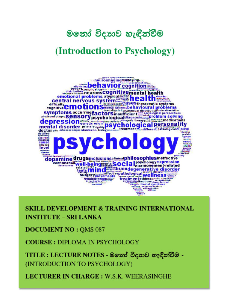 Introduction to Psychology Notes | PDF | Psychological Schools | Psychology