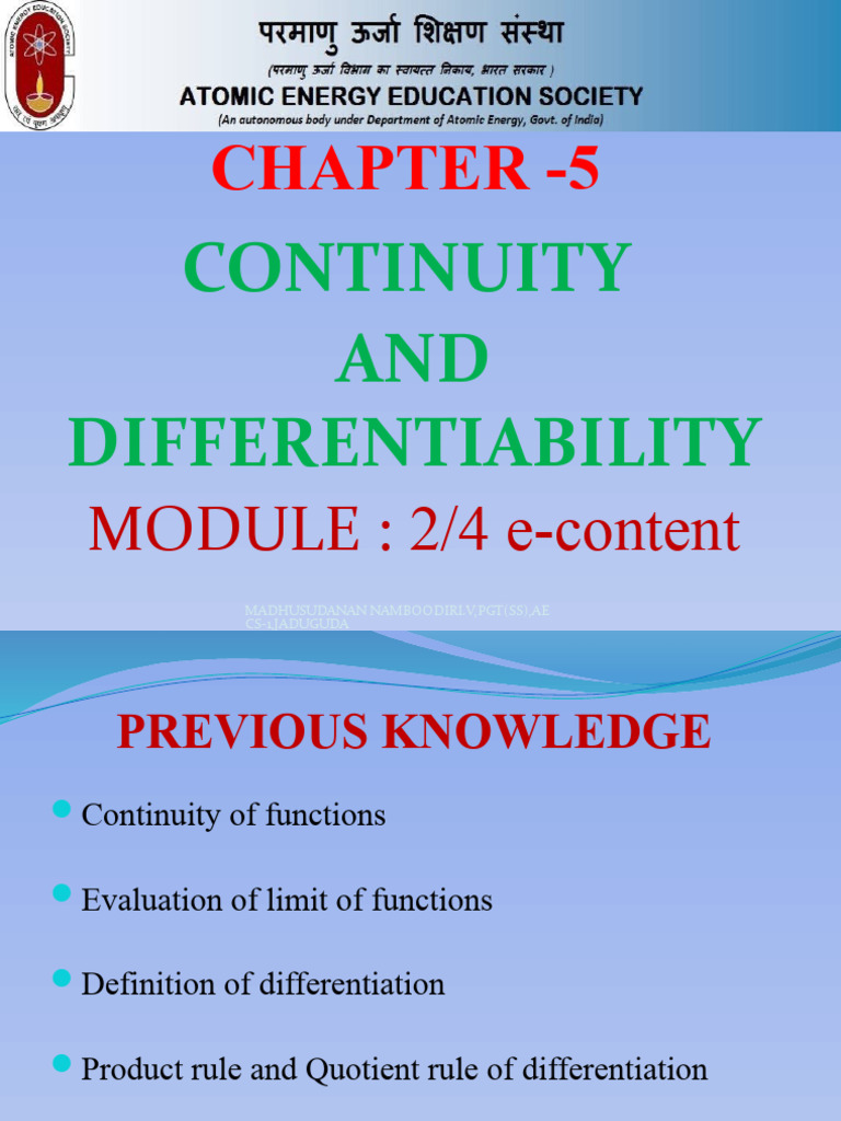 Continuity and Differentiability Overview | PDF | Derivative | Function ...