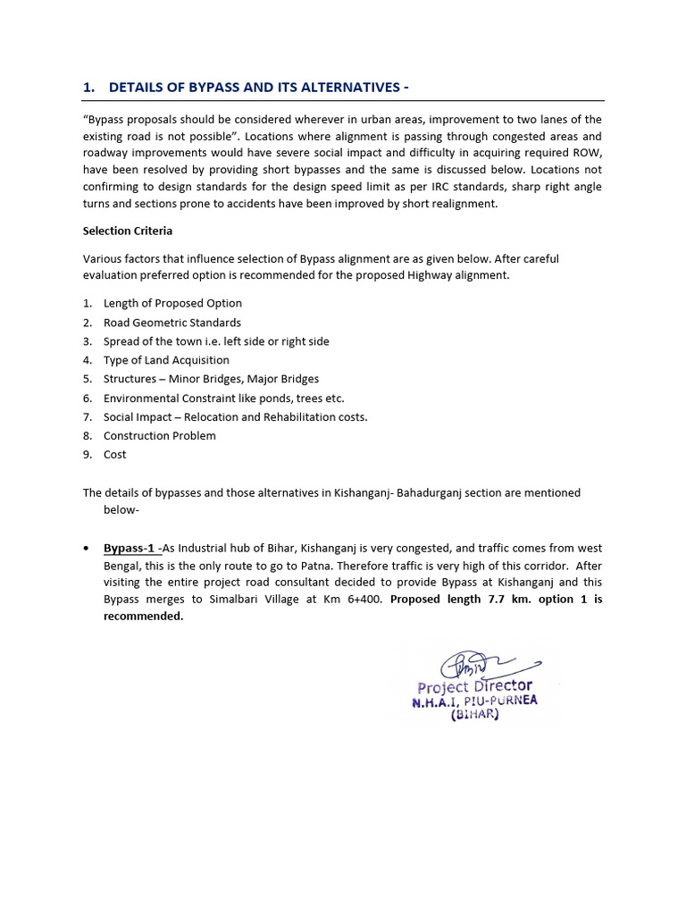 Details Of Bypass And Its Alternatives Selection Criteria Pdf