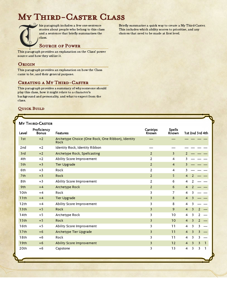My ThirdCaster Class The Homebrewery PDF Tabletop Games Gaming