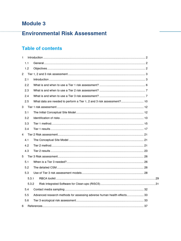 Tier 3 Risk Assessment for Contaminated Sites | PDF | Risk Assessment ...