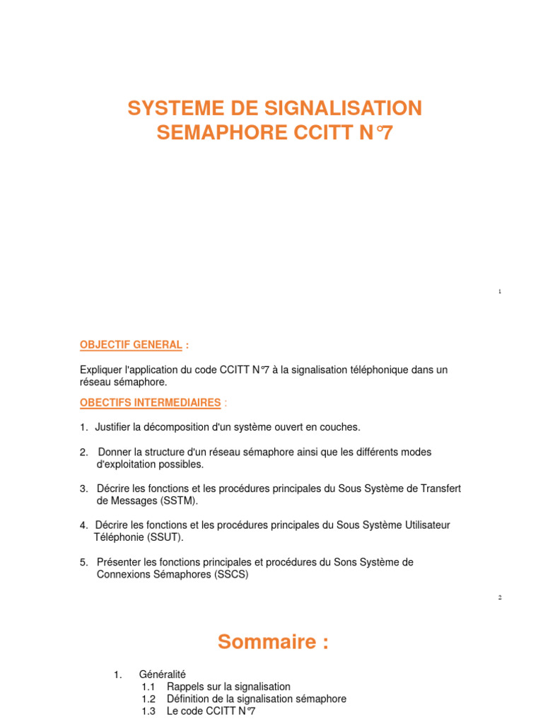 Guide sur le Sémaphore CCITT N°7 | PDF | Modèle OSI | Informatique