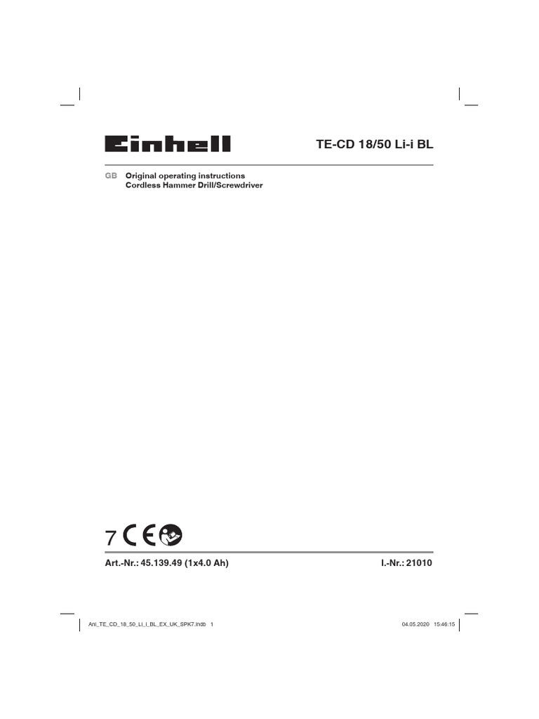 Te CD 18 50 Li I BL Ex, Uk Download Free PDF Rechargeable Battery