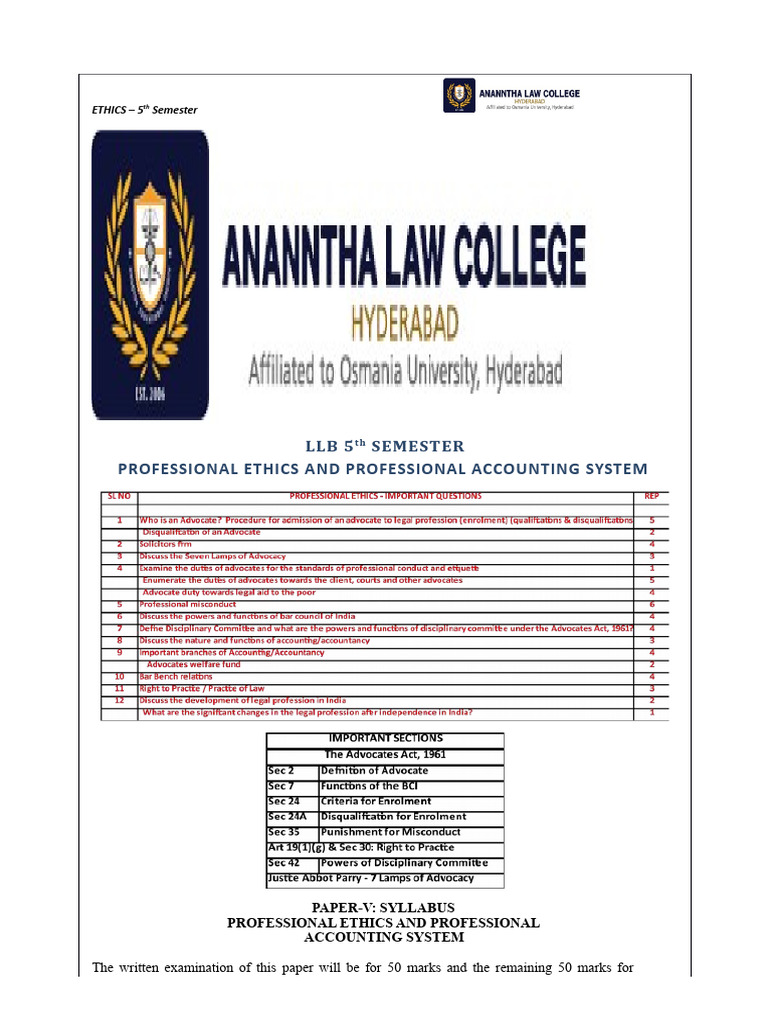 Professional Ethics Pdf Advocate Solicitor