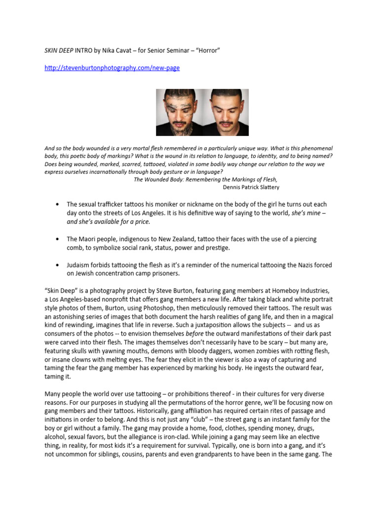 Skin Deep Intro - Mark | PDF | Tattoo | Gang