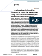 Adsorption of Methylene Blue From Textile Industrial Wastewater Using Activated Carbon Developed From Rumex Abyssinicus Plant