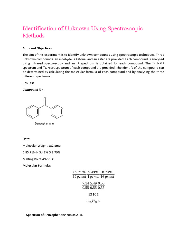 Organic Spectroscopy Lab PDF Proton Nuclear Resonance