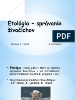 Etologia Spravanie Zivocichov