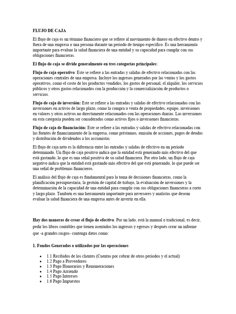 Guía Completa sobre Flujo de Caja | PDF | Flujo de efectivo | Business