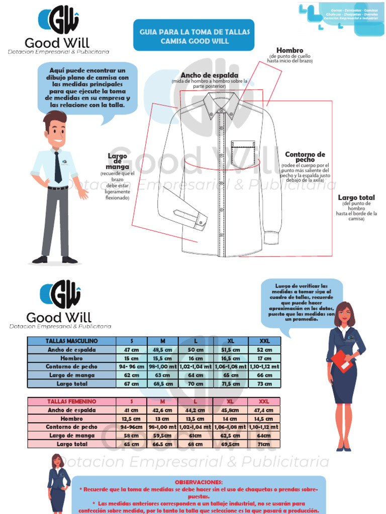 Cuadro de Tallas Camisa GW | PDF