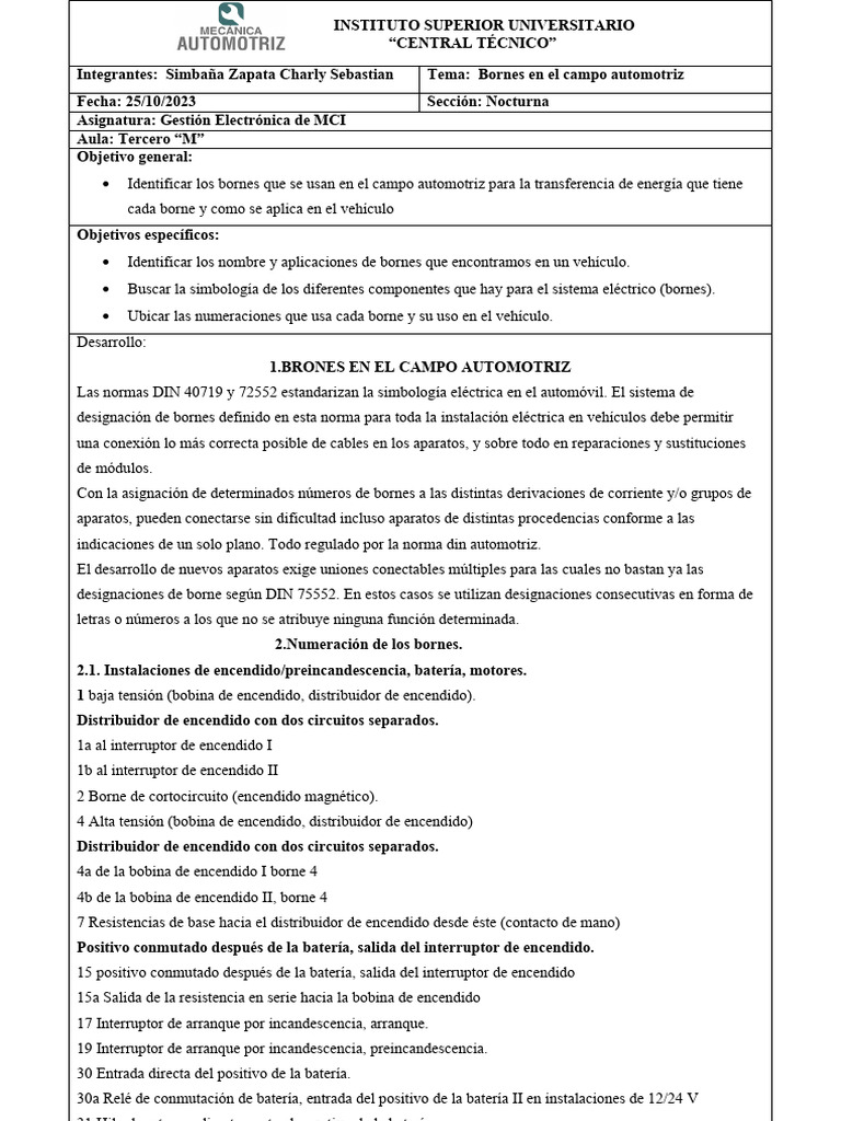 Tipos De Bornes Pdf Distribuidor Inductor