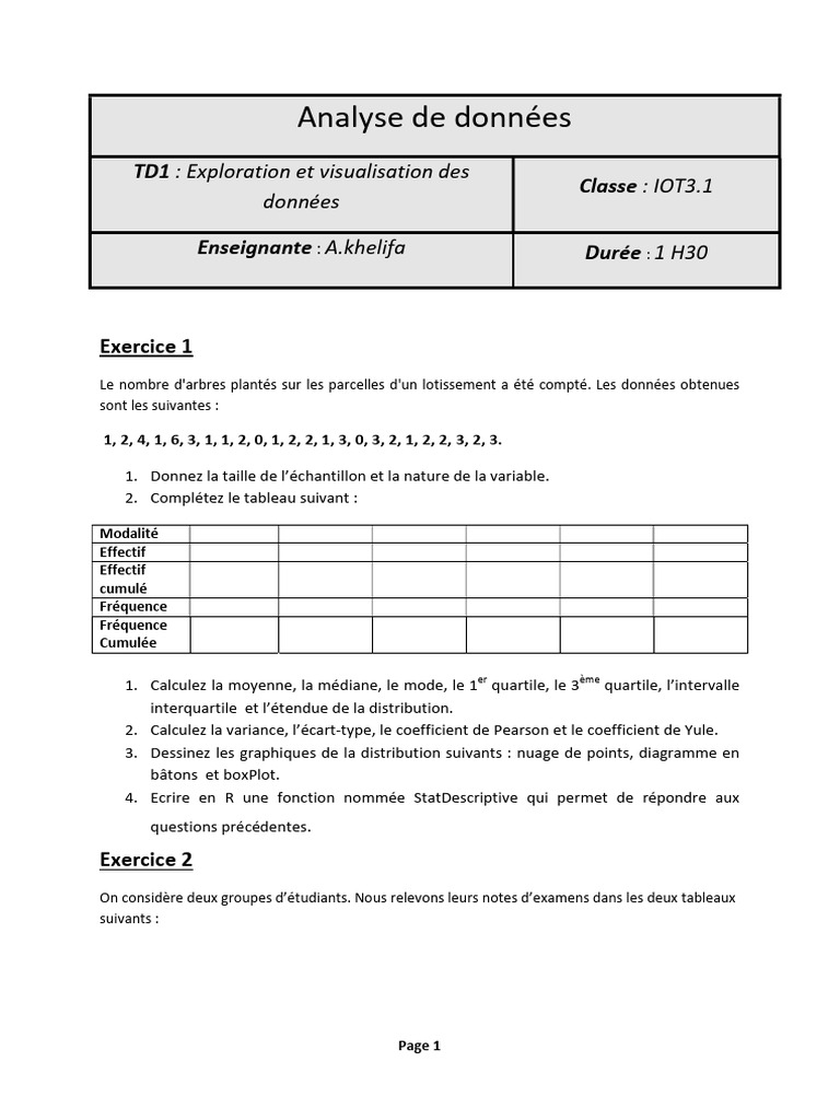 Analyse des données et statistiques IOT3.1 | PDF | Moyenne | Écart type