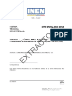 Quito Ecuador Extracto Textiles Código para Etiquetado de Cuidado y Conservación Por Medio de Símbolos (Iso 3758 - 2012, Idt)