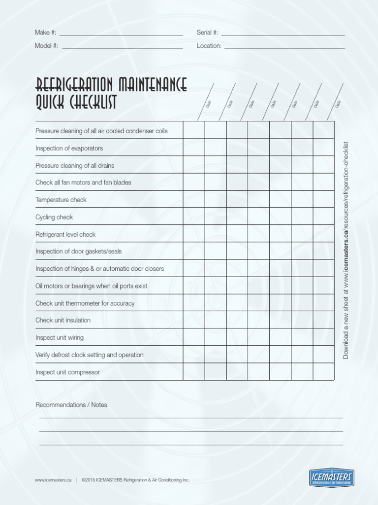 Icemasters Refrigeration Checklist | PDF | Thermodynamics | Building ...