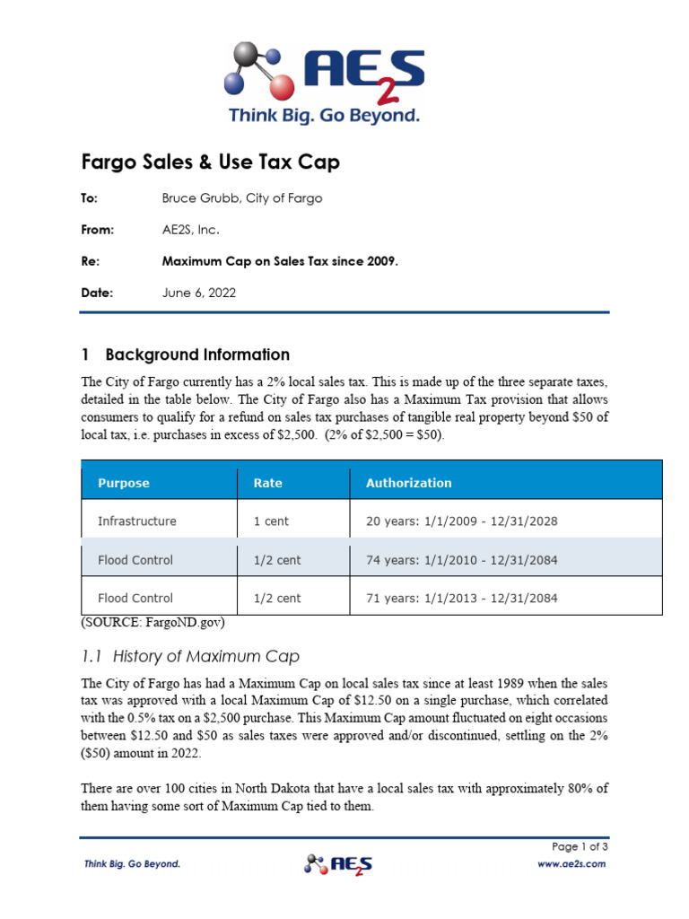 Sales Tax Cap Memo. Contributed / City of Fargo PDF Tax Refund Taxes