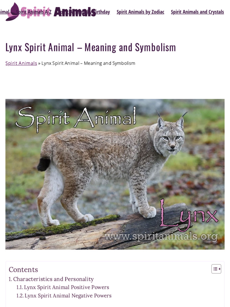 Lynx Spirit Animal - Meaning and Symbolism - Spirit Animals | Download ...