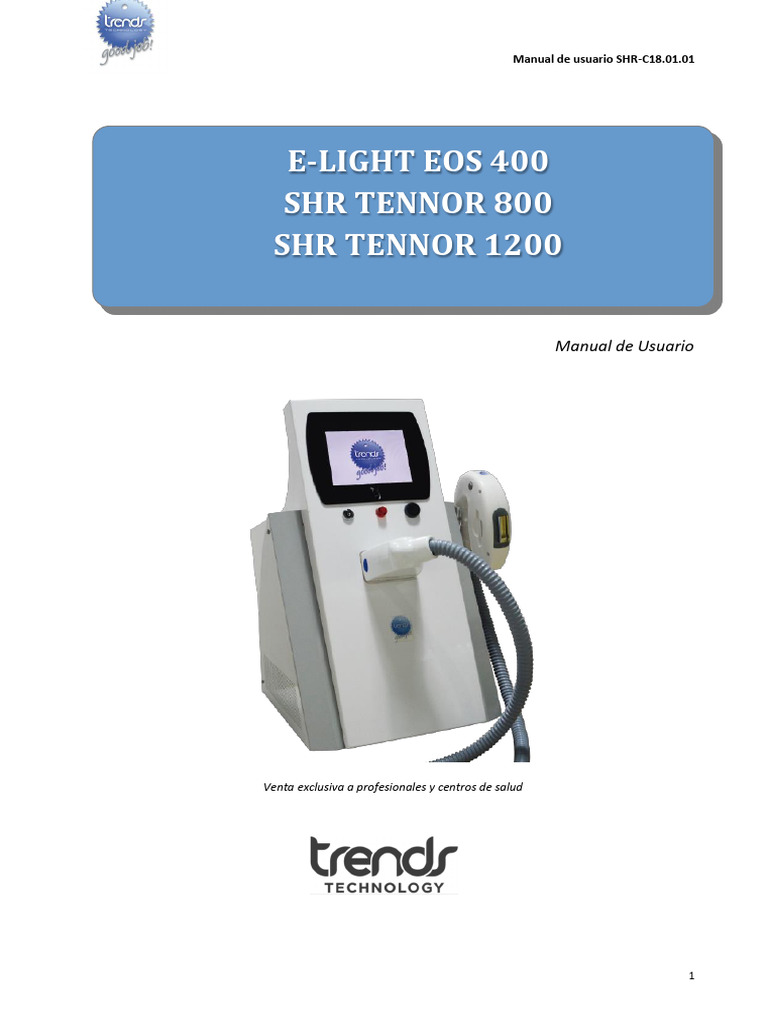 Manual Usuario E-LIGHT SHR TENNOR | PDF | Agua | Conector eléctrico