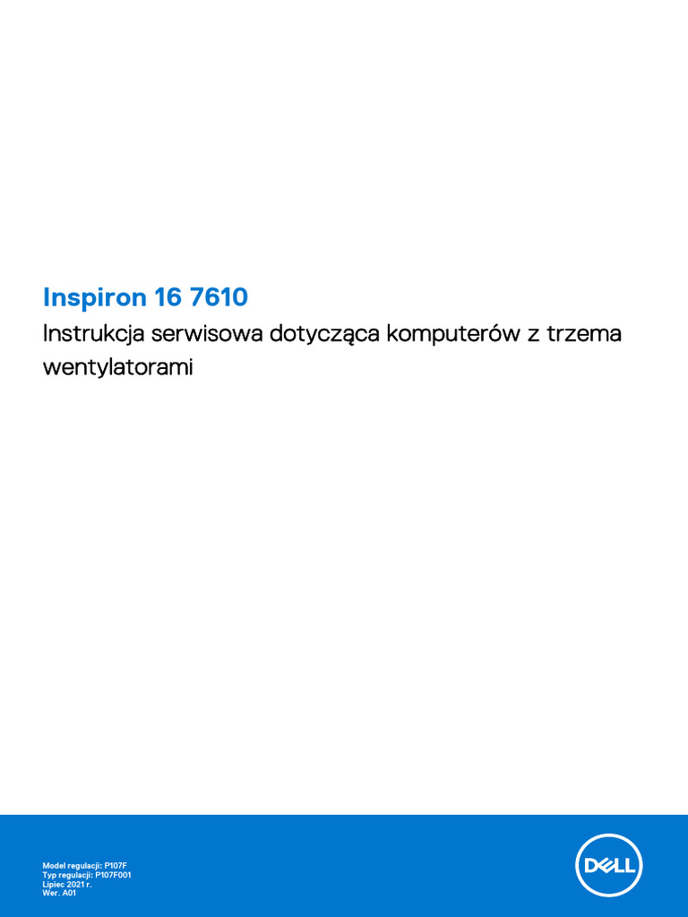 Inspiron 16 7610 Laptop Service Manual Po PL | PDF