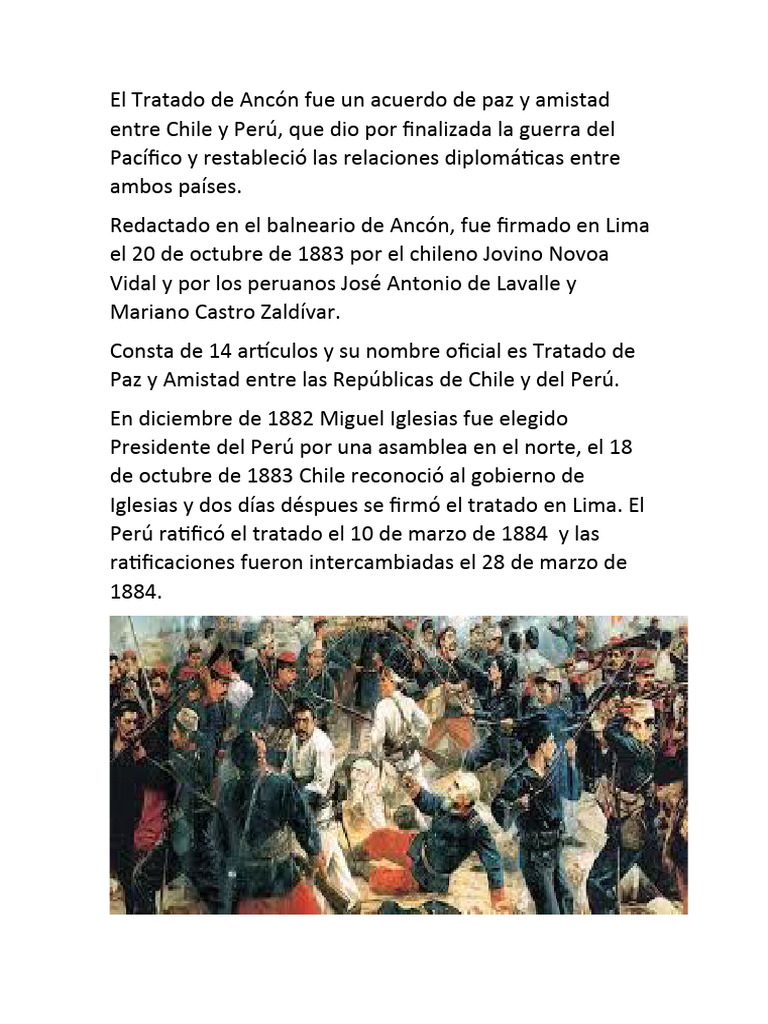 Tratado de Ancón: Fin de la Guerra del Pacífico | PDF | Viajes y ...
