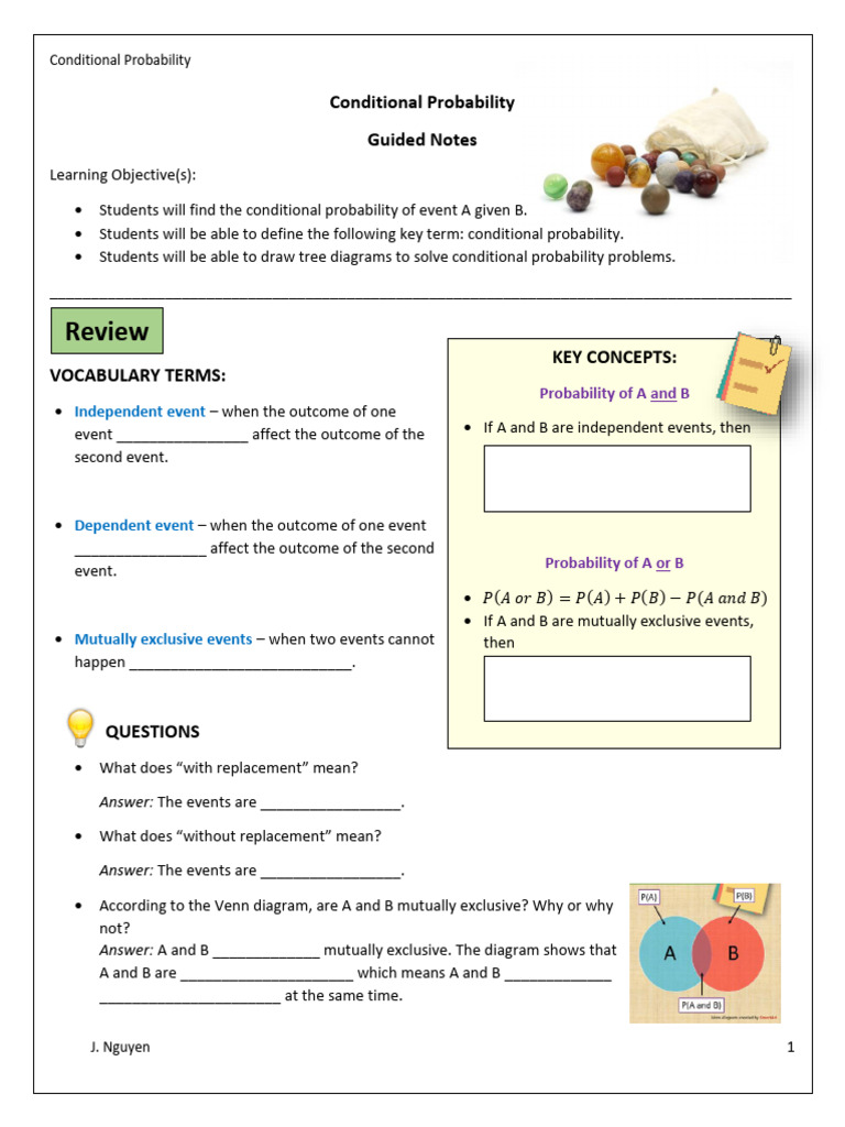 Conditional Probability Guided Notes | PDF | Probability | Sampling ...