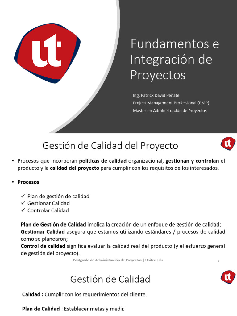 Gestión de Calidad en Proyectos | PDF | Gestión de proyectos | Six Sigma