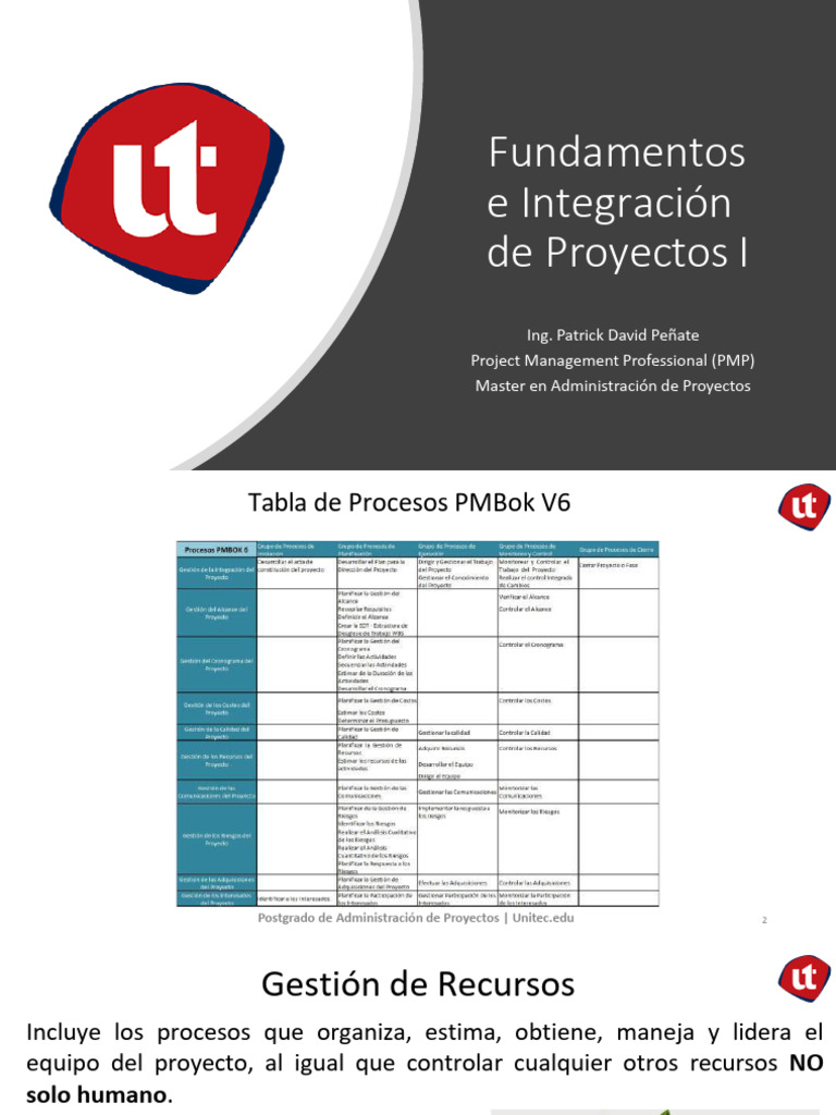 Integración de Proyectos según PMBOK | PDF | Gestión de proyectos ...