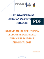 Informe Anual de Ejecucion Del Plan de Desarrollo Municipal Del Ejercicio 2019