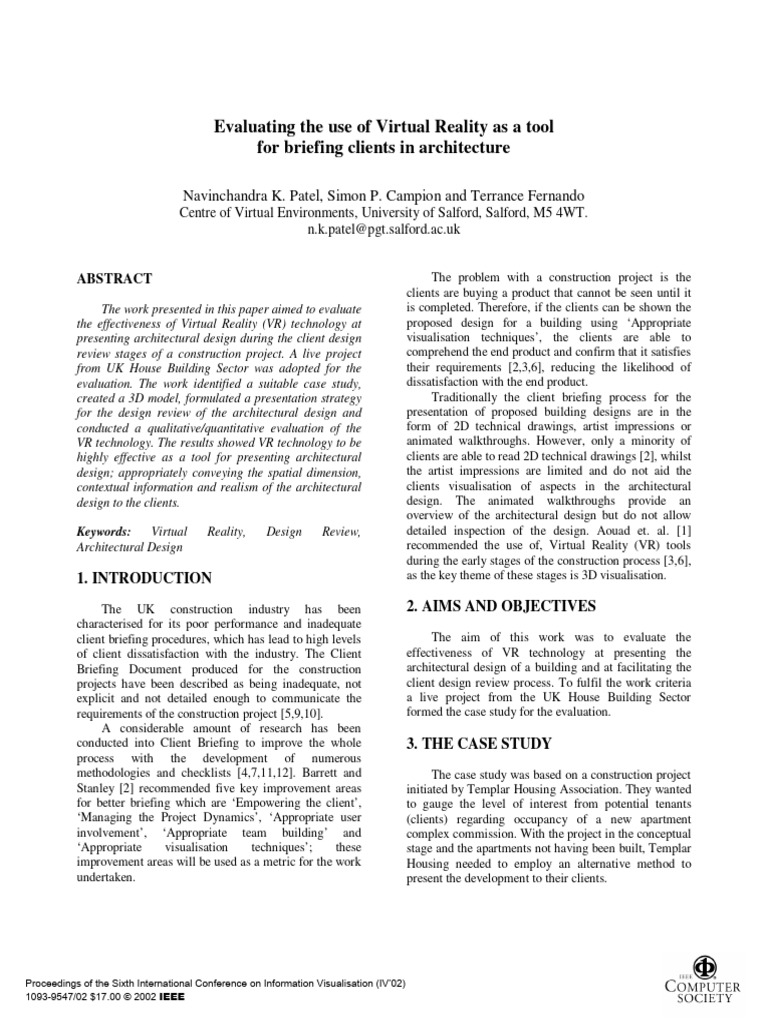 VR in Architectural Client Briefing | PDF | 3 D Computer Graphics ...