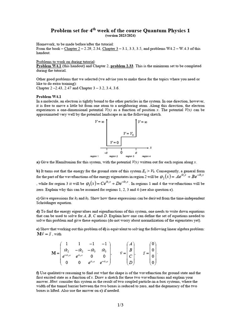 20232024 ProblemSetWeek4 PDF Eigenvalues And Eigenvectors