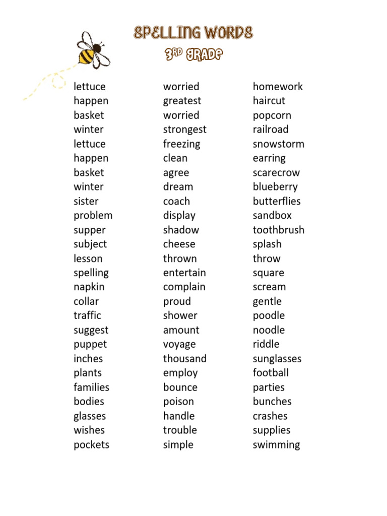 3rd Grade Spelling Bee Words | PDF | Poetry | Young Adult