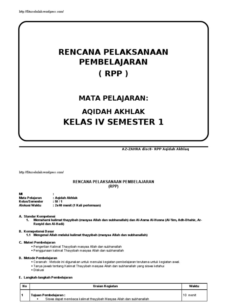 Aqidah Akhlaq Kelas 4