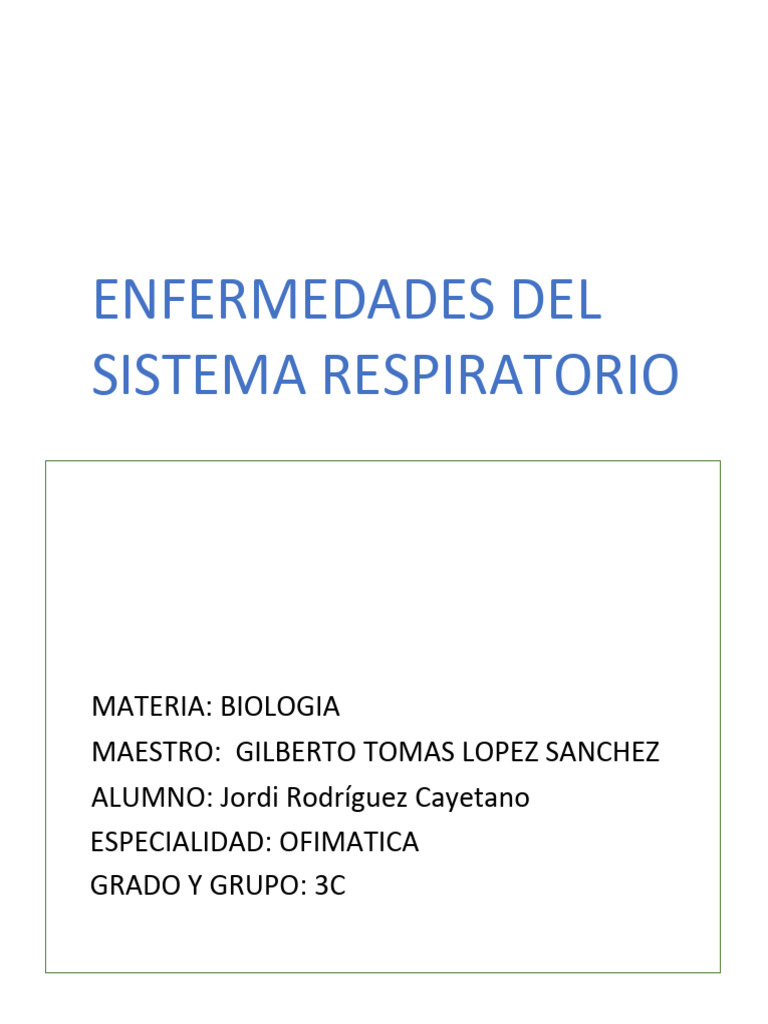 Enfermedades Del Sistema Respiratorio Pdf Pdf Bronquitis Cáncer