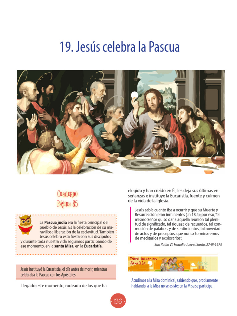 Institución de la Eucaristía en Pascua | PDF | eucaristía | Pascua de ...