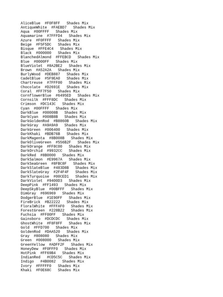 colors-list-pdf-visual-perception-cascading-style-sheets