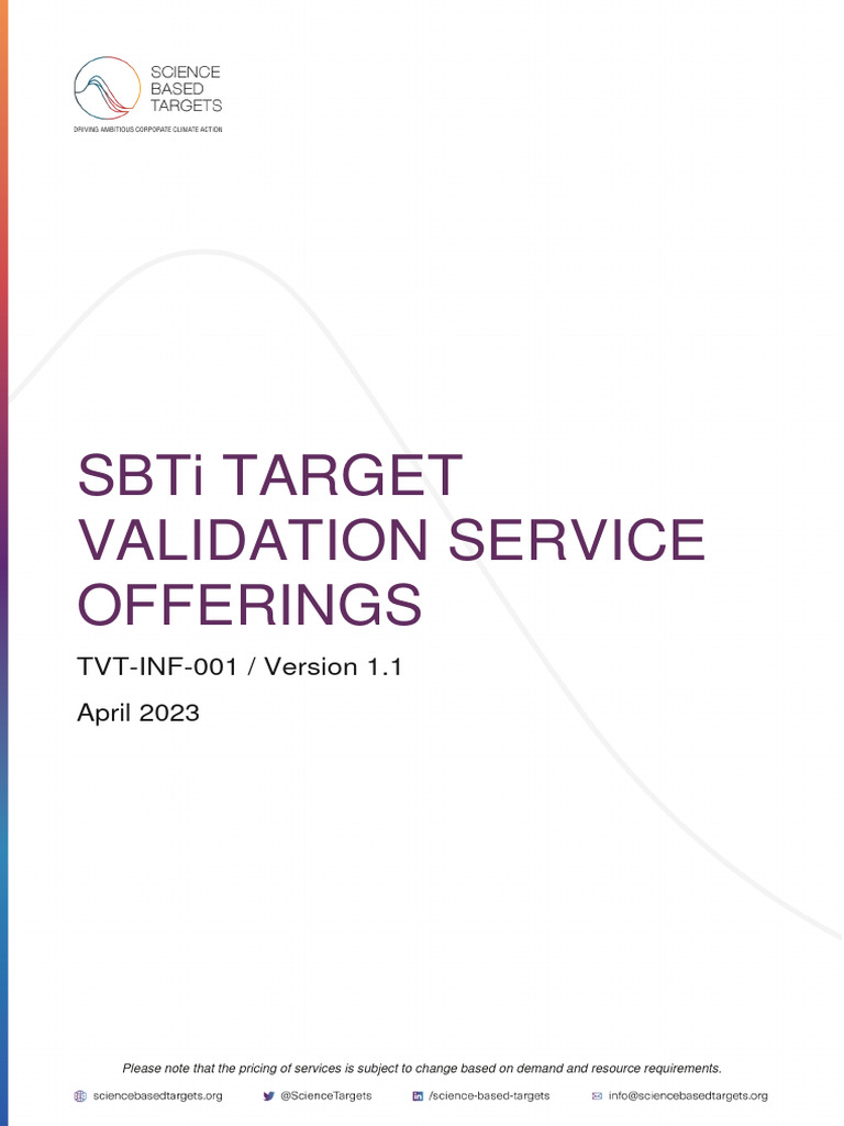 SBTi Target Validation Service Pricing | PDF | Small And Medium Sized ...