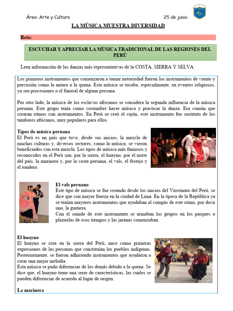 Actividad 25 De Junio Pdf Perú Musica Latinoamericana