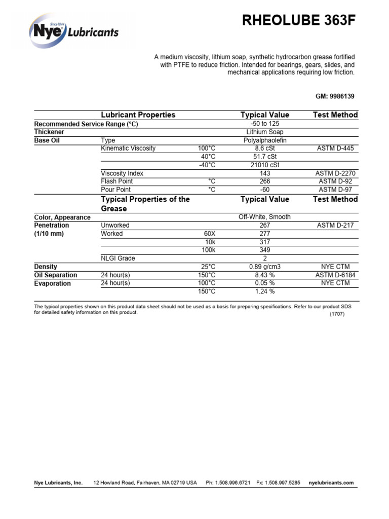 Rheolube 363F | PDF | Chemistry | Liquids