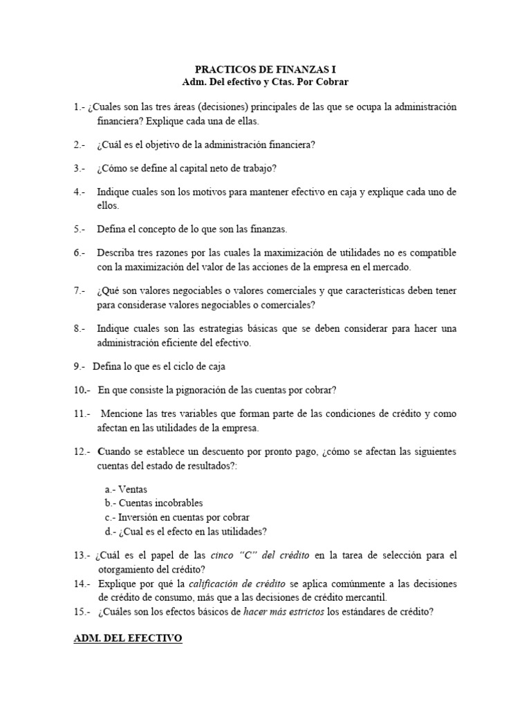 Administración de Efectivo y Cuentas por Cobrar | PDF | Economias