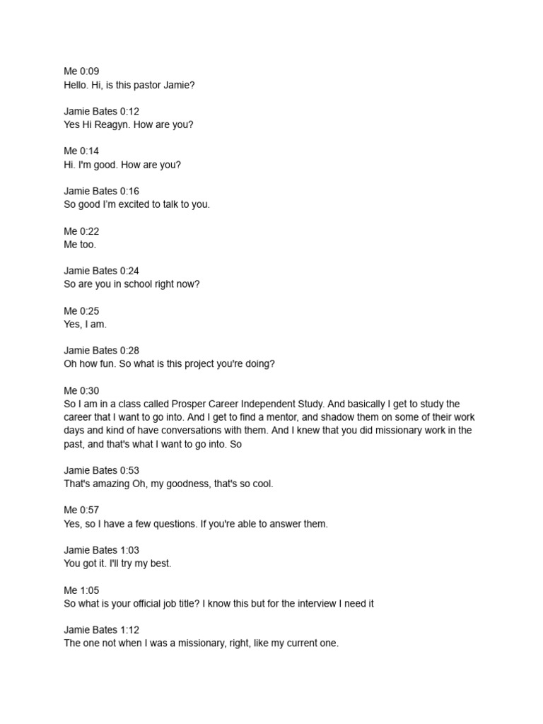 Reagyn Harrington - Interview Transcripts - Jamie Bates | Download Free ...